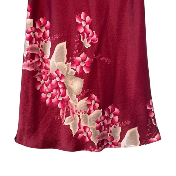 Banana Republic Y2K Burgundy Floral 100% Silk Shell Skirt. Sz 4 - Picture 6 of 14